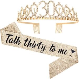 Gold 30th Birthday Tiara and Sash Set